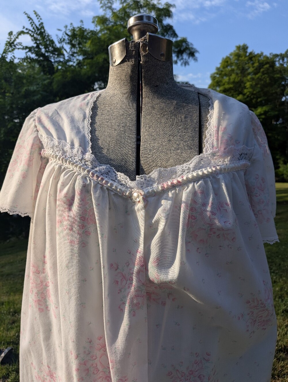 Vintage Cottagecore Floral Nightgown Short Sleeve Robe Sleeveless  Set Large